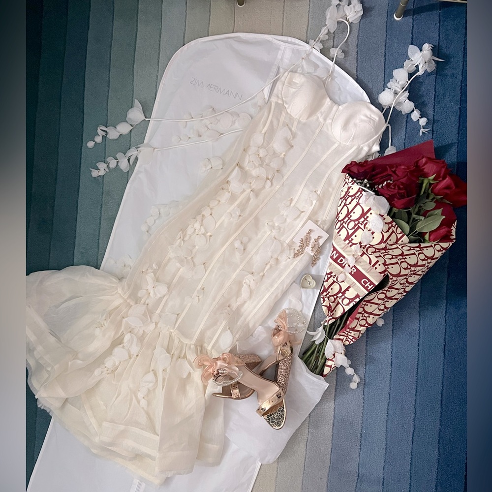 Zimmermann Botanica Petal Gown NWT Size 2 US 6-8 Medium White Floral Dress